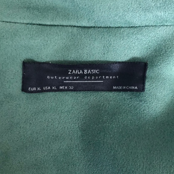 Zara Faux Suede Crop Moto Jacket Green - Picture 6 of 7